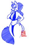  anthro canid canine clothed clothing demon digital_drawing_(artwork) digital_media_(artwork) female fox fox_spirit hi_res line_art lingerie mammal naomi_blacksky partially_clothed pinup pose sketch solo standing unfinished 