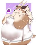  2022 among_us anthro blush brown_body cervid crewmate_(among_us) hi_res innersloth kazusa kemono kusosensei male mammal obese obese_anthro obese_male overweight overweight_anthro overweight_male simple_background solo tamacolle towel video_games 