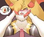  amelia_(psyphix) blush bodily_fluids body_blush bow_ribbon braixen canid canine chest_tuft clothing cowgirl_position duo egg english_text eyewear fangs female fox from_front_position fur generation_6_pokemon genital_fluids genitals glasses hair hair_over_eye hi_res impregnation_request in_heat ineedanaccount legwear mammal nintendo on_bottom on_top one_eye_obstructed orange_body orange_fur pawpads piercing pink_pussy pokemon pokemon_(species) pussy pussy_blush pussy_juice raised_leg red_eyes ribbons sex simple_background solo spread_legs spreading spreading_self stockings text tongue tongue_out tuft video_games white_body white_fur yellow_body yellow_fur 
