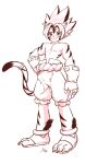  absurd_res after_transformation anthro aogami bodily_fluids clothing cum cum_in_clothing cum_in_pants embarrassed erection_in_pants felid genital_fluids hi_res kogenta_(onmyou_taisenki) male mammal onmyou_taisenki pantherine solo tiger young 