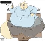 2021 aggressive_retsuko alcohol anthro beverage bottomwear breasts canid canine clothed clothing digital_media_(artwork) drunk english_text female fennec fenneko fox fur legwear looking_at_viewer mammal obese obese_anthro obese_female overweight overweight_anthro overweight_female sanrio simple_background skirt smile solo substance_intoxication sweater text theawesomefoxguy thick_thighs tights topwear torn_bottomwear torn_clothing wide_hips 