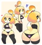  &lt;3 3_fingers absurd_res accessory animal_crossing anthro bell bent_over big_breasts black_clothing black_legwear black_panties black_stockings black_underwear blush breasts butt canid canine canis cleavage_cutout clothed clothing digital_media_(artwork) domestic_dog female fingers footwear fur hair hair_accessory hair_bell hi_res isabelle_(animal_crossing) legwear looking_at_viewer looking_back mammal midriff navel nintendo onigiri_punch open_mouth open_smile panties pawprint_clothing presenting shih_tzu simple_background smile solo standing stockings string_panties thick_thighs thigh_highs topwear toy_dog underwear video_games yellow_body yellow_fur 