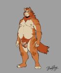  anthro ball_tuft balls baraking domestic_cat ear_piercing ear_ring facial_hair felid feline felis flaccid foreskin fur genitals goatee green_eyes grin hair hi_res humanoid_genitalia humanoid_penis looking_at_viewer male mammal nipple_piercing nipples nude orange_body orange_fur orange_hair overweight overweight_anthro overweight_male penis piercing plantigrade pubes ring_piercing simple_background smile solo standing tuft whiskers 