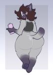  abstract_background anthro beverage big_butt blue_eyes brown_hair butt clothing crop_top dogfluid domestic_cat ears_up eyewear felid feline felis fur glasses grey_body grey_fur hair hi_res huge_butt long_hair looking_at_viewer male mammal pawpads piercing purple_body purple_fur purple_pawpads shirt short_tail siamese solo standing topwear valery_funika 