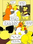  2023 ^_^ anthro belly big_butt black_ear_tips black_hair black_markings black_sclera black_tail black_tail_tip bottomless bottomwear brown_bottomwear brown_clothing brown_ear_tips brown_hands brown_markings brown_pants butt chonkymouse clothed clothing collared_shirt colored comic compliment dialogue digital_media_(artwork) dipstick_ears dipstick_tail door double_door dressing ear_markings electronics english_description english_text eyes_closed fangs flat_colors generation_1_pokemon generation_2_pokemon group gym hair hi_res holding_bottomwear holding_clothing holding_object holding_pants holding_phone hug kneeling looking_at_butt male male/male markings multicolored_ears narrowed_eyes nintendo nipples nude open_mouth orange_body pace_(blastoiseanimator) page_number pants pantsless pedro_(blastoiseanimator) phone pichu pikachu pink_cheeks pokemon pokemon_(species) polo_shirt presenting putting_on_clothes raichu red_cheeks riley_(blastoiseanimator) shirt side_hug simple_background smile speech_bubble tail tail_markings teeth text thick_thighs tongue tongue_out topwear trio underwear watching_video white_belly white_clothing white_eyes white_shirt white_topwear wide_hips yellow_body yellow_cheeks yellow_ears yellow_tail 