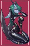  absurd_res big_breasts breasts butt clothed clothing dragon female fin fish hair hi_res latex latex_clothing marine merfolk rubber rubber_clothing rubber_suit shanher shanher_(character) simple_background smile solo split_form swimwear tight_clothing 