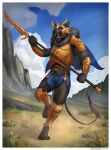  anthro armor cloak clothed clothing digital_media_(artwork) felid fingers fur hair headgear hi_res holding_object jakeseeker lion male mammal melee_weapon open_mouth outside pantherine polearm simple_background solo tail_tuft teeth tuft weapon 