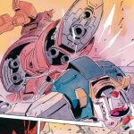  1980s_(style) 1990s_(style) commentary_request debris duel earth_federation gelgoog gelgoog_s_char_custom gundam kicking magazine_scan mecha mecha_focus mobile_suit mobile_suit_gundam mobile_suit_gundam_the_origin no_humans official_art one-eyed pink_eyes radio_antenna retro_artstyle robot rx-78-2_gundam scan scene_reference science_fiction thrusters traditional_media v-fin war yasuhiko_yoshikazu zeon 