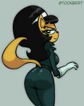  2022 anthro butt clothed clothing colored domestic_cat felid feline felis female hi_res kitty_katswell leather leather_clothing looking_at_viewer looking_back mammal nickelodeon rear_view shaded signature standing t.u.f.f._puppy toonbert 