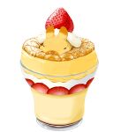  animal commentary_request cream cup drinking_glass food food_focus fruit lilac_(p-f_easy) no_humans original pancake powdered_sugar pudding rabbit simple_background souffle_pancake strawberry strawberry_slice white_background 