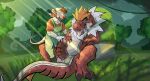  anthro anthro_on_feral bestiality detailed_background erection eyes_closed feral forest forest_background fossil_pok&eacute;mon generation_6_pokemon genitals hi_res lying male male/male mammal murid murine nature nature_background nintendo on_back penis plant pokemon pokemon_(species) rat ridged_penis rodent size_difference thekinkybear tongue tongue_out touching_penis tree tyrantrum video_games 
