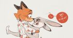  anthro blush breasts buckteeth canid canine carrying_partner clothed clothed/nude clothed_male_nude_female clothing dialogue disney duo edtropolis english_text female fox hi_res judy_hopps lagomorph leporid male male/female mammal nick_wilde nude open_mouth rabbit teeth text zootopia 