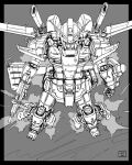  absurdres beam_rifle commentary_request energy_gun greyscale gundam gundam_mk_ii highres holding holding_weapon mecha mecha_focus mobile_suit monochrome moyan no_humans original redesign robot scan science_fiction signature sketch solo thrusters traditional_media unfinished v-fin weapon western_comics_(style) zeta_gundam 