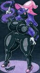  2022 anthro big_breasts black_body breasts clothing dot_eyes fan_character female footwear gloves hair handwear hat headgear headwear hi_res high_heels huge_breasts humanoid magic magic_user marker_(artwork) mouthless parasitedeath pink_eyes purple_hair solo tagme traditional_media_(artwork) wide_hips witch witch_hat 