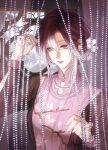  1girl bead_curtain bead_necklace beads china_dress chinese_clothes commentary_request dress gradient_hair hands_up highres jewelry lattice lilan20922013 multicolored_hair necklace parted_lips path_to_nowhere pink_dress shalom_(path_to_nowhere) solo upper_body 