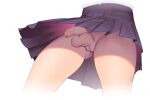  blue_skirt bottomless commentary_request foreskin from_below futanari highres original phimosis pleated_skirt skirt testicles thighs upskirt yana_(nekoarashi) 