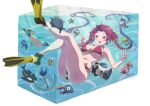  1girl anchor bangs bikini bloop_(gawr_gura) blush breasts bubble cleavage cup fish flippers hair_ribbon halterneck heterochromia highres hololive houshou_marine large_breasts legs long_hair open_mouth orca red_bikini red_eyes red_hair ribbon sharp_teeth skindentation skull_cup smile solo string_bikini subnautica swimsuit takodachi_(ninomae_ina&#039;nis) teeth twintails underboob underwater vinhnyu virtual_youtuber yellow_eyes 