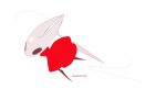  1girl artist_name black_eyes cloak commentary full_body hightguy hollow_knight hollow_knight:_silksong hornet_(hollow_knight) horns needle_(hollow_knight) red_cloak solo thread weapon weapon_on_back white_background 