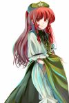  1girl absurdres baggy_pants beret braid china_dress chinese_clothes dress green_dress green_eyes green_headwear hat hat_ornament highres hong_meiling long_hair pants red_hair star_(symbol) star_hat_ornament touhou twin_braids white_pants yukine_0930 