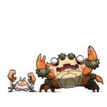  blacknirrow closed_mouth english_commentary klawf krabby looking_at_another no_humans open_mouth pincers pokemon pokemon_(creature) simple_background white_background 