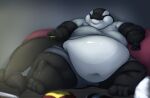  2020 absurd_res anthro bean_bag belly belly_overhang big_belly big_moobs black_body bottomwear cetacean chubby_cheeks clothing controller delphinoid double_chin fat_rolls fin game_controller glistening hi_res huge_thighs inside love_handles male mammal marine moobs morbidly_obese navel obese oceanic_dolphin on_ground orca overweight relaxing shirt shorts sitting solo tail_fin thick_arms thick_tail thick_thighs tight_clothing toothed_whale topwear white_body yosioka_san 