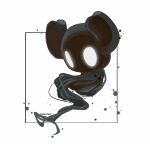  1other artist_name ben-day_dots commentary full_body glowing glowing_eyes highres hightguy hollow_knight horns other_focus screentones shade_(hollow_knight) solo white_background white_eyes 