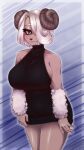  9:16 anthro bovid caprine clothing cupid_dissolvi female hair hi_res horn looking_at_viewer mammal meme meme_clothing sheep solo stephanie_(bumblingbufoon) sweater topwear virgin_killer_sweater white_hair 