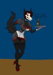  anthro artist_canadianshark beverage breasts cleavage clothed clothing female footwear hi_res high_heels legwear maid_uniform mal0 malo panties scp-1471 scp_foundation solo stockings underwear uniform upskirt 