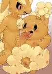  absurd_res anthro blush brown_body duo female generation_4_pokemon genitals hi_res humanoid_genitalia humanoid_penis lopunny male male/female nintendo open_mouth oral penis pokemon pokemon_(species) pu_sukebe pussy size_difference smaller_female video_games yellow_body 