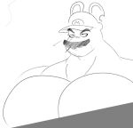 2022 addylizardog anthro big_muscles big_pecs black_eyebrows black_eyes black_facial_hair black_mustache blush blush_lines bust_portrait clothing crossover digital_drawing_(artwork) digital_media_(artwork) english_description eyebrow_through_hat eyebrows facial_hair fur hat hat_only headgear headgear_only headwear headwear_only huge_pecs lagomorph light lighting long_ears male male_anthro mammal mario_bros mario_plus_rabbids_kingdom_battle monochrome mostly_nude mostly_nude_anthro mostly_nude_male muscular muscular_anthro muscular_male mustache nintendo no_pupils noseless notched_ear pecs portrait rabbid rabbid_mario raving_rabbids rayman_(series) simple_background sketch solo stubble thick_neck toothpick toothpick_in_mouth ubisoft white_background white_body white_clothing white_fur white_hat white_headwear