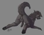  2018 all_fours anonym0use anthro anus ass_up balls biped black_nose black_pawpads butt canid canine canis digital_media_(artwork) eyewear fluffy fluffy_tail foreskin full-length_portrait fur genitals glasses grey_anus grey_balls grey_body grey_fur grey_perineum humanoid_genitalia humanoid_penis kazzyboii long_penis looking_back male mammal neck_tuft nova_(anonym0use) nude pawpads penis perineum portrait presenting presenting_hindquarters raised_tail rear_view rowrow signature solo tail tuft wolf yellow_eyes 