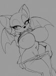  2022 3:4 anthro bat_wings big_breasts bottomwear breasts chiropteran clothed clothing clothing_lift dracojeff eyelashes female genitals grey_background greyscale mammal membrane_(anatomy) membranous_wings monochrome navel nipples pants pussy rouge_the_bat sega simple_background sketch solo sonic_the_hedgehog_(series) standing thick_thighs topwear topwear_in_mouth undressing wings 