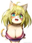  anthro big_breasts blush breasts canid canine canis clothed clothing faroula_twitt female fur hair hi_res looking_at_viewer mammal simple_background smile solo white_background 