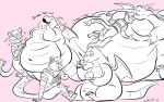  ambiguous_gender anthro belly big_belly container cup drinking duo eating eating_food hyper kibadoglover45 male mammal morbidly_obese navel nintendo obese obese_anthro open_mouth overweight overweight_anthro pokemon resting_on_belly resting_on_partner sequence simple_background weight_gain 