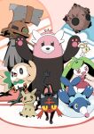  :d arms_up bewear black_eyes bright_pupils commentary_request cutiefly litten looking_at_viewer mimikyu minior no_humans open_mouth pokemon pokemon_(creature) pokemon_focus popplio rowlet smile solid_oval_eyes steenee toshishikisai type:_null white_pupils 