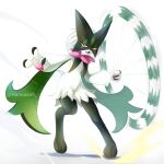 2025 action_pose ambiguous_gender anthro digital_drawing_(artwork) digital_media_(artwork) fur generation_9_pokemon green_body green_fur hand_out handpaw hannaee9 hi_res leg_tuft meowscarada motion_lines multicolored_body multicolored_fur nails narrowed_eyes nintendo open_mouth open_smile paws pink_body pink_eyes pokemon pokemon_(species) pose pseudo_clothing sharp_nails short_tail simple_background small_waist smile tail thigh_tuft tongue tuft white_background yo-yo