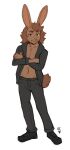  2022 anthro brown_hair clothed clothing digital_media_(artwork) eyebrows eyelashes hair kaitycuddle lagomorph leporid looking_at_viewer male mammal rabbit simple_background smile solo white_background 