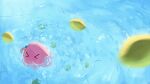  >_< animalization bocchi_the_rock! crying cube_hair_ornament food from_above fruit gotoh_hitori gotoh_hitori_(octopus) hair_ornament in_water lemon no_humans one_side_up seisyuntarotto side_ahoge water 