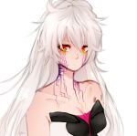  1girl bare_shoulders breasts cloud_ya commentary english_commentary expressionless hair_between_eyes hair_down hair_ornament_removed honkai_(series) honkai_impact_3rd kiana_kaslana kiana_kaslana_(herrscher_of_the_void) long_hair looking_at_viewer portrait solo upper_body white_hair yellow_eyes 