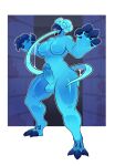  absurd_res alternate_species balls beak blue_body breasts capcom claws crossgender exposed_brain genitals golden_bag_nero gynomorph hi_res humanoid intersex licker_(resident_evil) long_tongue luuklook nude open_beak open_mouth penis resident_evil solo standing tongue tongue_out undead zombie 