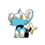  from_below full_body no_humans nose_poke000 pokemon pokemon_(creature) shinx smile white_background yellow_eyes 