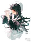  1girl absurdres artist_name black_hair black_shirt camera cardcaptor_sakura commission cropped_legs daidouji_tomoyo dated hat highres holding holding_camera liu_mi_lu long_hair long_sleeves mihuashi_commission mihuashi_logo mihuashi_username orange-tinted_eyewear parted_lips purple_eyes sailor_collar shirt sidelocks simple_background skirt solo sunglasses tinted_eyewear undershirt video_camera white_background white_hat white_sailor_collar white_skirt 