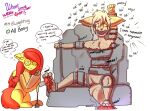  anthro bdsm bondage bound duo english_text equid equine eugeniyburnt_(character) eyewear female feral forced freak-side glasses hasbro julie_(freak-side) laugh male mammal my_little_pony pegasus text tickle_torture tickling tickling_machine wings 