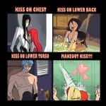  4boys 4girls absurdres bikini black_gloves black_hair black_shirt bleach blonde_hair blue_bikini blue_eyes blue_hair blue_headband breasts closed_eyes comparison crop_top door gairon gloves grey_eyes grimmjow_jaegerjaquez grin headband heart highres indoors kiss kuchiki_rukia large_breasts locker long_hair long_sleeves makeup medium_hair multiple_boys multiple_girls nnoitra_gilga onsen open_mouth outdoors ponytail red_hair shirt short_hair smile surprise_kiss surprised swimsuit teeth topless_male upper_teeth_only white_bikini white_shirt 