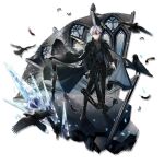  1boy adnachiel_(arknights) adnachiel_(traceless_walker)_(arknights) angel arknights bishounen black_cape cape commentary_request crossbow feathers formal glasses halo male_focus non-web_source official_art scope short_hair solo source_request suit white_hair wings yellow_eyes 