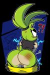 absurd_res afrosoricid angry anthro anus big_butt black_background black_body black_clothing black_fur black_panties black_underwear blue_background blue_eyes bottomwear bottomwear_down butt clothed clothing cross-popping_vein ear_piercing exclamation_point eyelashes facial_markings female fur genitals green_body green_fur grey_clothing grey_topwear head_markings hi_res idw_publishing looking_back mammal markings panties panties_down pants pants_down partially_clothed piercing question_mark sega simple_background solo sonic_the_hedgehog_(comics) sonic_the_hedgehog_(idw) sonic_the_hedgehog_(series) spank_marks surge_the_tenrec tan_body tan_fur tenrec thick_thighs topwear underwear underwear_down virus_lewds vulva wide_eyed wide_hips yellow_bottomwear yellow_clothing yellow_pants