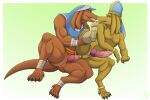 anal anal_penetration animal_genitalia animal_penis anthro anus bangaa biceps bottomless bottomless_anthro bottomless_male clothed clothing digital_media_(artwork) duo erection eye_contact feet final_fantasy fingers from_behind_position genital_slit genitals half-closed_eyes headgear headwear hi_res holding_leg knot knotted_penis licking_tongue likangel looking_at_another male male/male male_penetrated male_penetrating male_penetrating_male muscular muscular_anthro muscular_male narrowed_eyes nude open_mouth penetration penile penile_penetration penis penis_in_ass prosthetic prosthetic_leg prosthetic_limb scalie sex simple_background slit_penis spread_legs spreading square_enix tail toes tongue tongue_out topwear