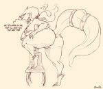  2022 anthro big_butt biped breasts butt claws dialogue digital_media_(artwork) english_text eyewear female finger_claws generation_5_pokemon genitals glasses goolee legendary_pokemon looking_at_viewer nintendo nipples pokemon pokemon_(species) pussy reshiram round_glasses smile solo step_pose talking_to_viewer text toe_claws video_games 