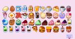  bacon banana banana_slice blue_flower blue_rose bowl bubble_tea burger butter cake cake_slice can cereal cheese cheesecake cherry cherry_cola chicken_(food) chocolate chocolate_icing chocolate_syrup cloud coffee coffee_mug cola commentary cookie crescent cup cupcake drink drink_can drink_carton drinking_straw egg_(food) english_commentary flower food food_focus french_fries fried_chicken fried_egg fruit fruit_salad geckiiarts grilled_cheese heart icing juice juice_carton maple_syrup milk milk_carton milkshake mint_chocolate mug no_humans orange_(fruit) orange_juice orange_slice original pancake pancake_stack pixel_art pizza pizza_slice purple_background red_velvet_cake rose sandwich simple_background soda soda_can spoon sprinkles still_life syrup tea teabag whipped_cream 