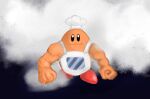  absurdres apron chef_hat chef_kawasaki clenched_hands closed_mouth facing_viewer hat highres kick_back_(music_video) kirby&#039;s_dream_land kirby_(series) muscular no_humans oversized_limbs scene_reference shoyu_nimono solo walking white_apron 
